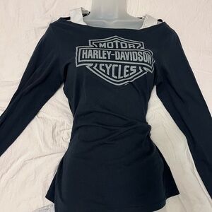 Harley-Davidson Women's Black and Gray Long Sleeve Tee